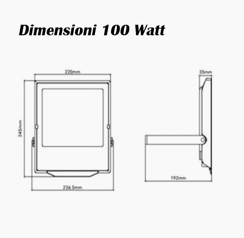 Faro LED esterno nero 30/50/100/200W – CCT IP66 - ambraled