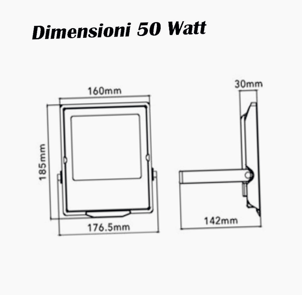 Faro LED esterno nero 30/50/100/200W – CCT IP66 - ambraled