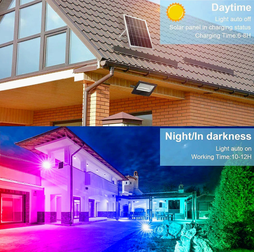 Faro solare LED 30W – RGB telecomando crepuscolare IP65 - ambraled