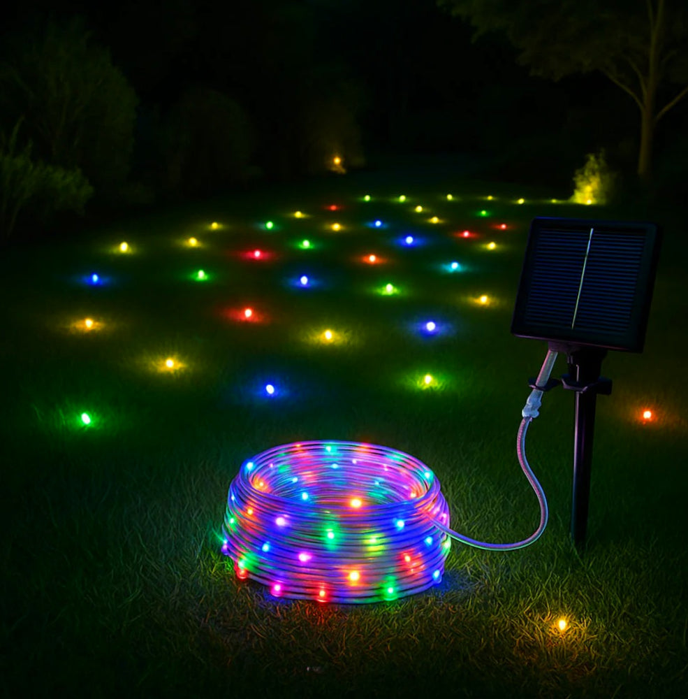 Filo LED 10M 100 luci – solare con picchetto e colori luce - ambraled