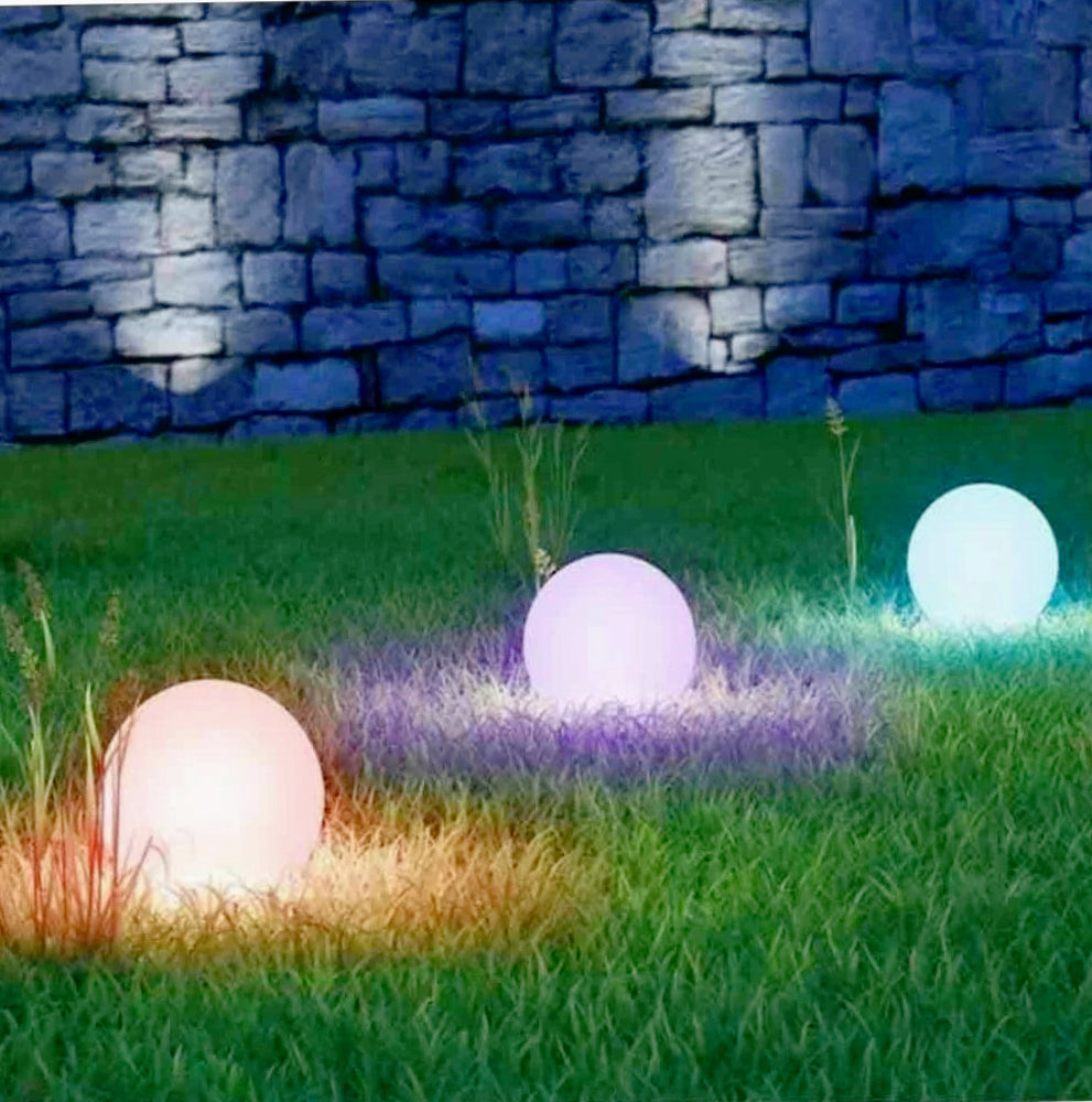 Lampada a sfera da giardino con piedino – Illuminazione esterna decorativa, attacco E27, varie misure - ambraled
