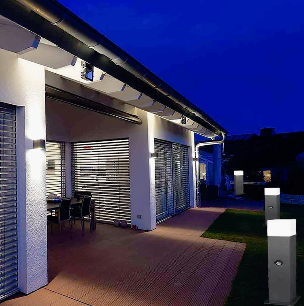 Lampione giardino alluminio – E27 sensore movimento IP44 - ambraled