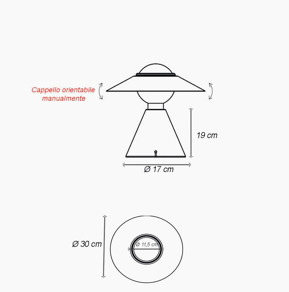 Lampada da tavolo decorativa – Con paralume a cappello orientabile e attacco E27 - ambraled