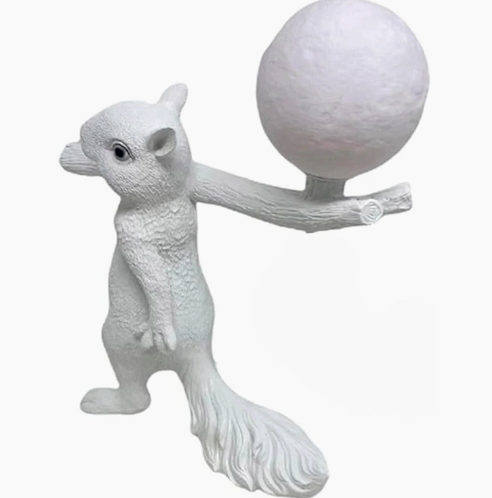 Lampada da tavolo a forma di scoiattolo – Con paralume a luna e attacco G9 - ambraled