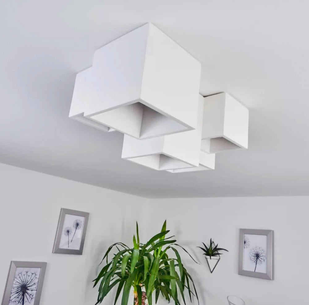 Lampada in gesso a 5 cubi da soffitto – Verniciabile, per faretti GU10 - ambraled