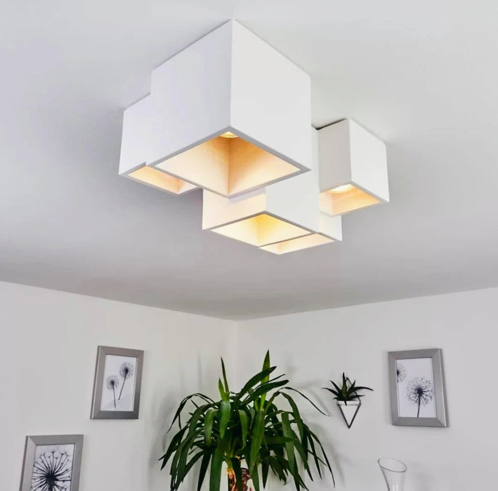 Lampada in gesso a 5 cubi da soffitto – Verniciabile, per faretti GU10 - ambraled