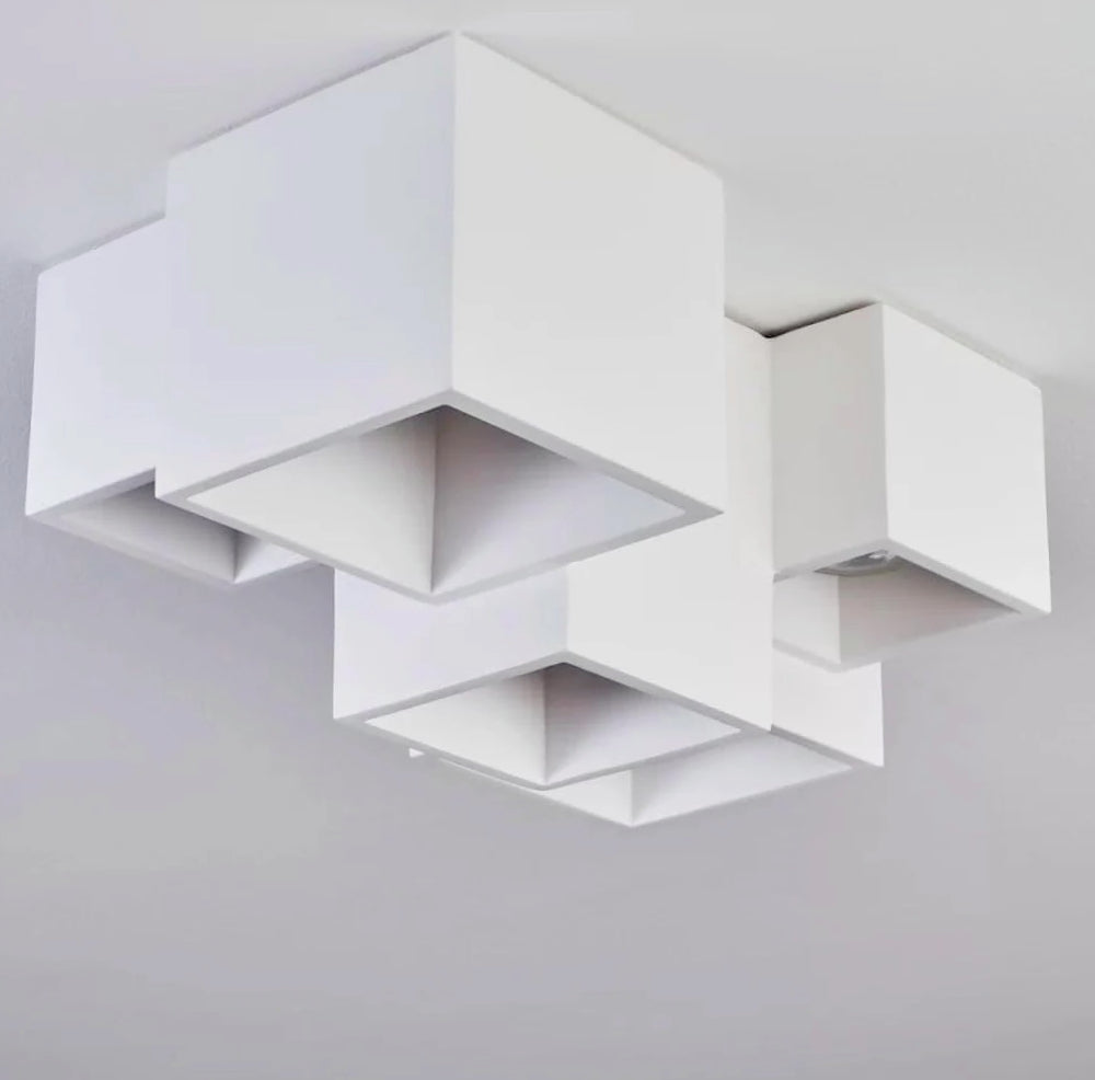Lampada in gesso a 5 cubi da soffitto – Verniciabile, per faretti GU10 - ambraled