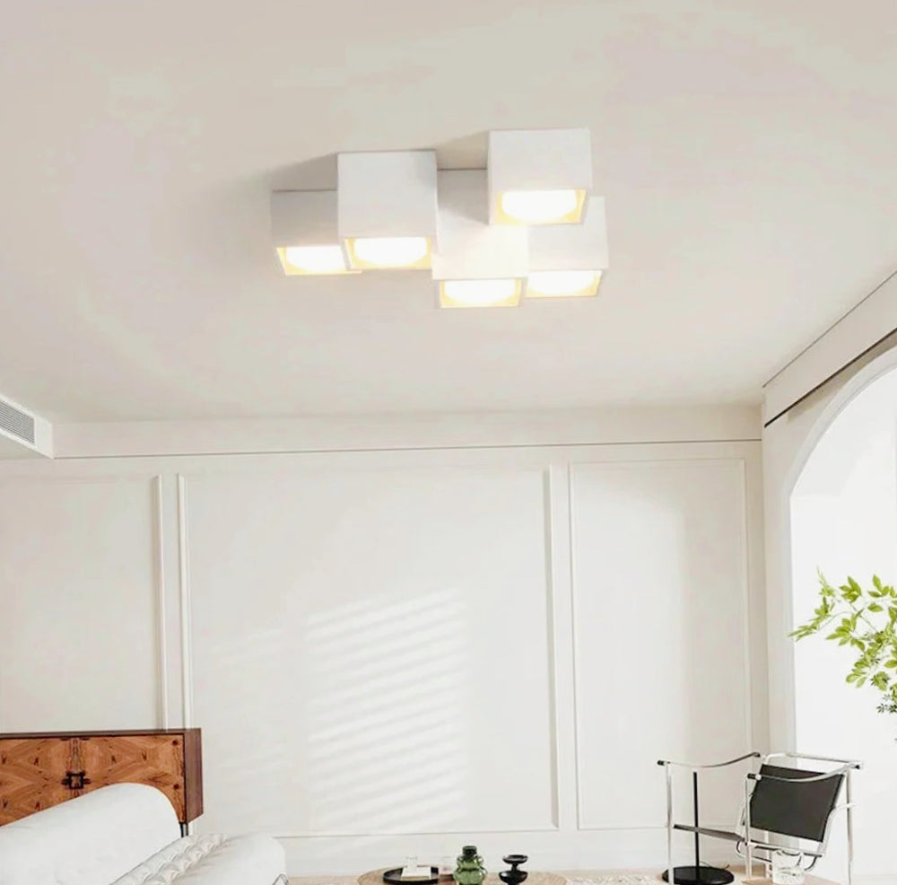Lampada in gesso a 5 cubi da soffitto – Verniciabile, per faretti GU10 - ambraled
