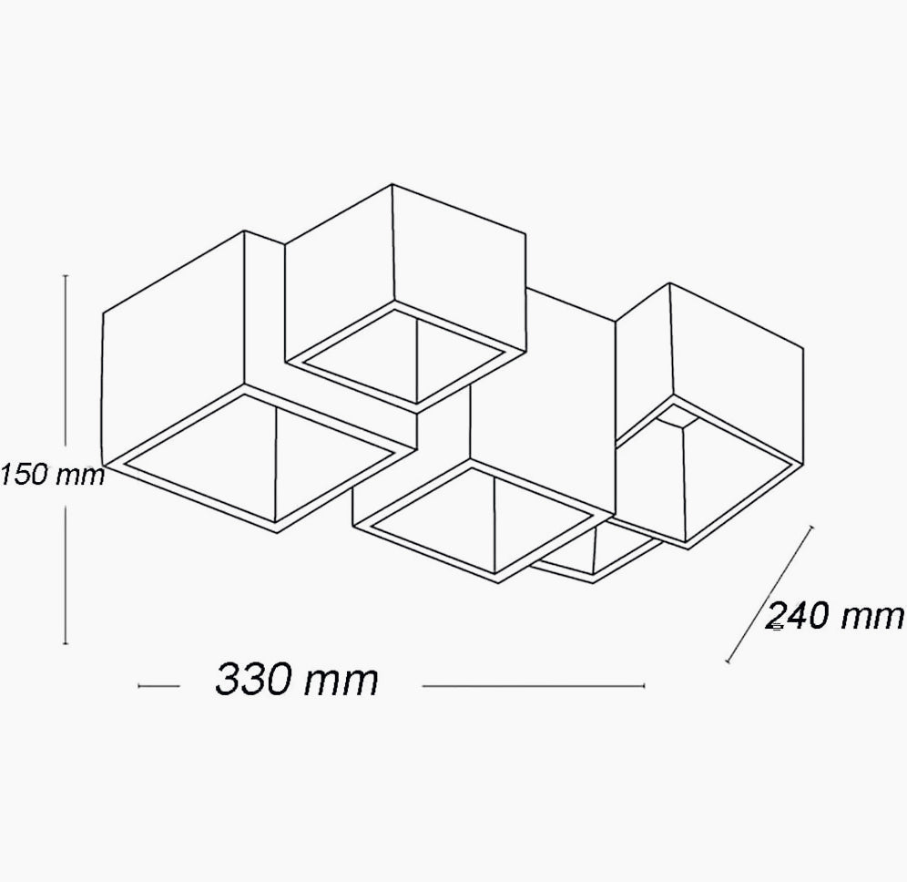 Lampada in gesso a 5 cubi da soffitto – Verniciabile, per faretti GU10 - ambraled