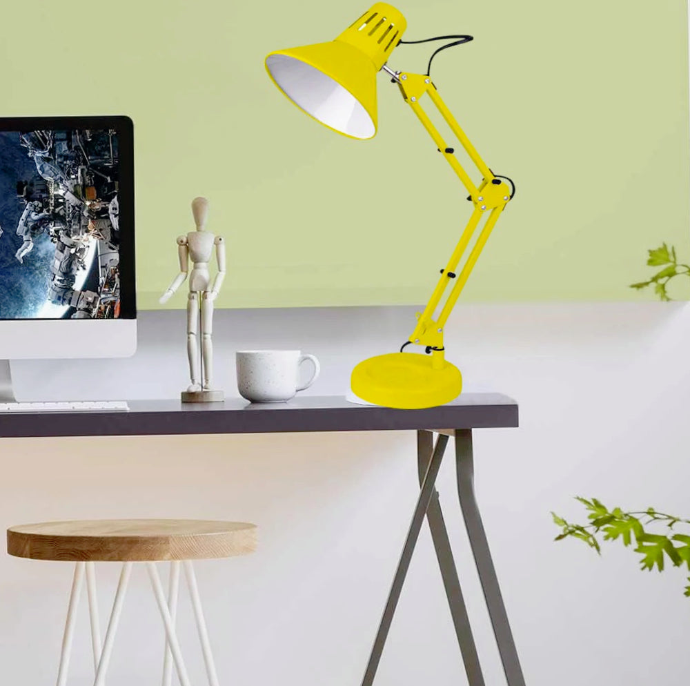 Lampada da scrivania snodabile in metallo – Con morsetto E27, vari colori - ambraled