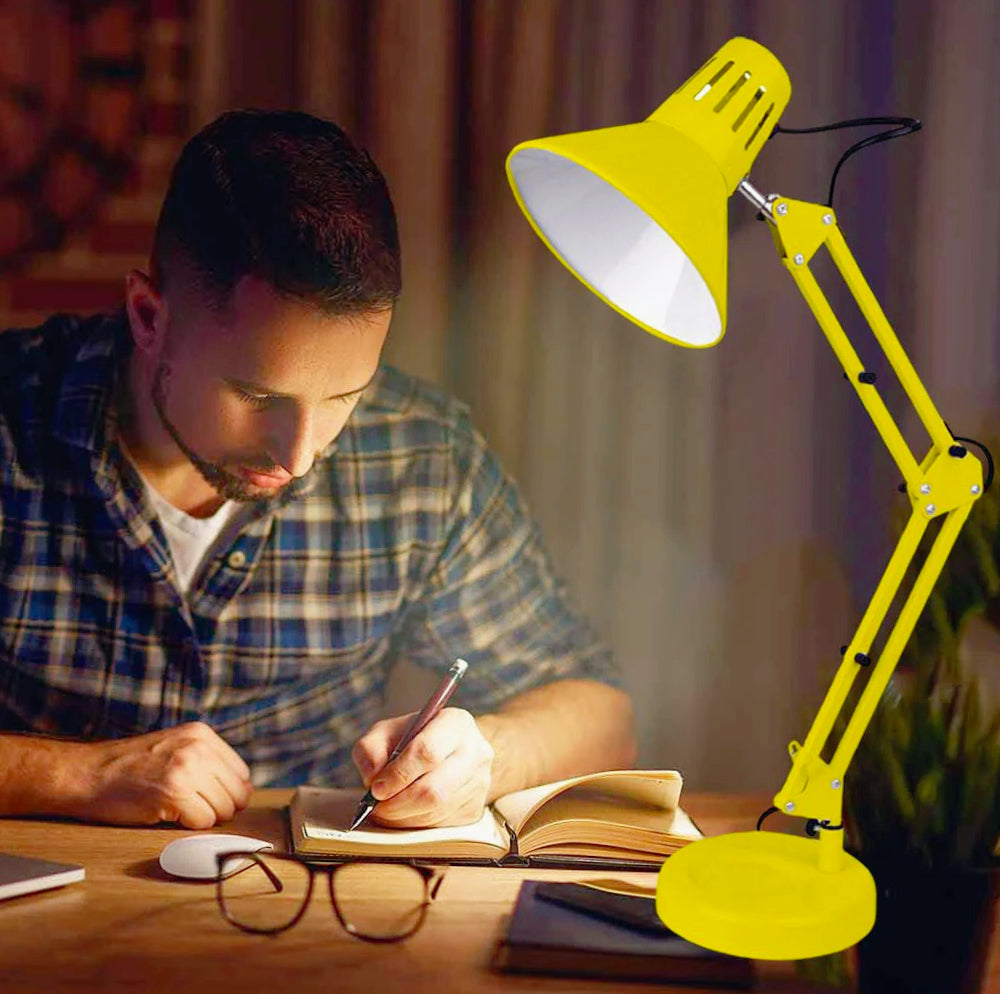 Lampada da scrivania snodabile in metallo – Con morsetto E27, vari colori - ambraled