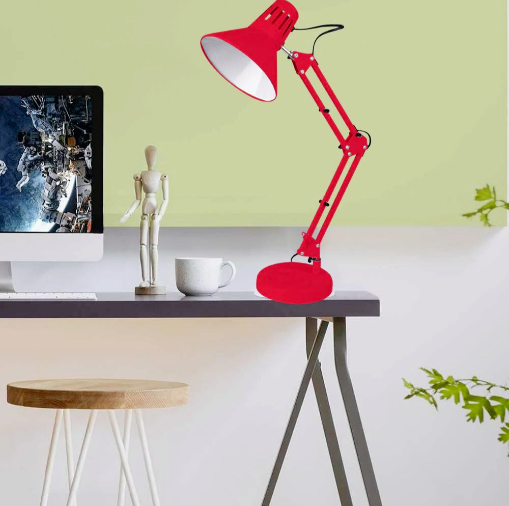 Lampada da scrivania snodabile in metallo – Con morsetto E27, vari colori - ambraled