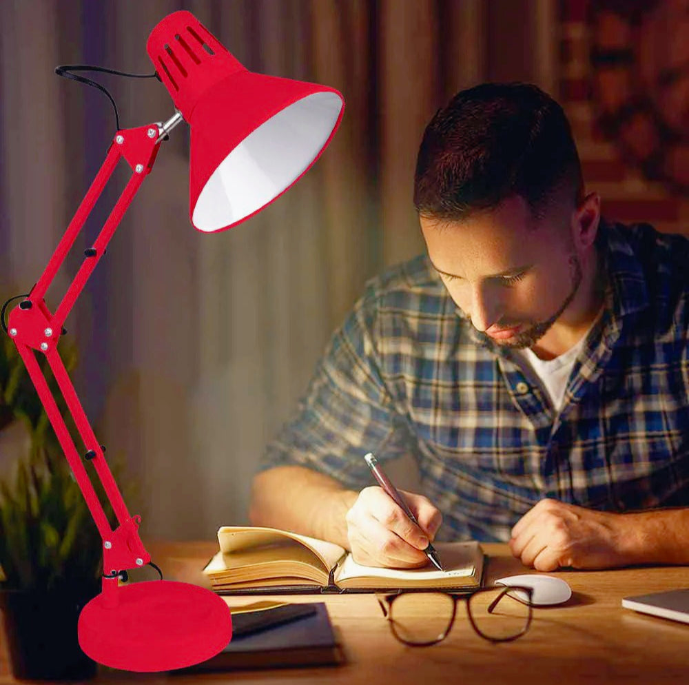 Lampada da scrivania snodabile in metallo – Con morsetto E27, vari colori - ambraled