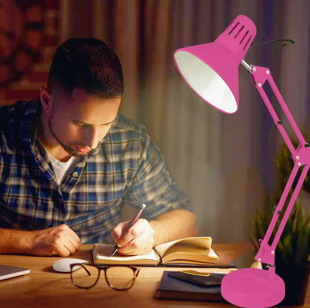 Lampada da scrivania snodabile in metallo – Con morsetto E27, vari colori - ambraled