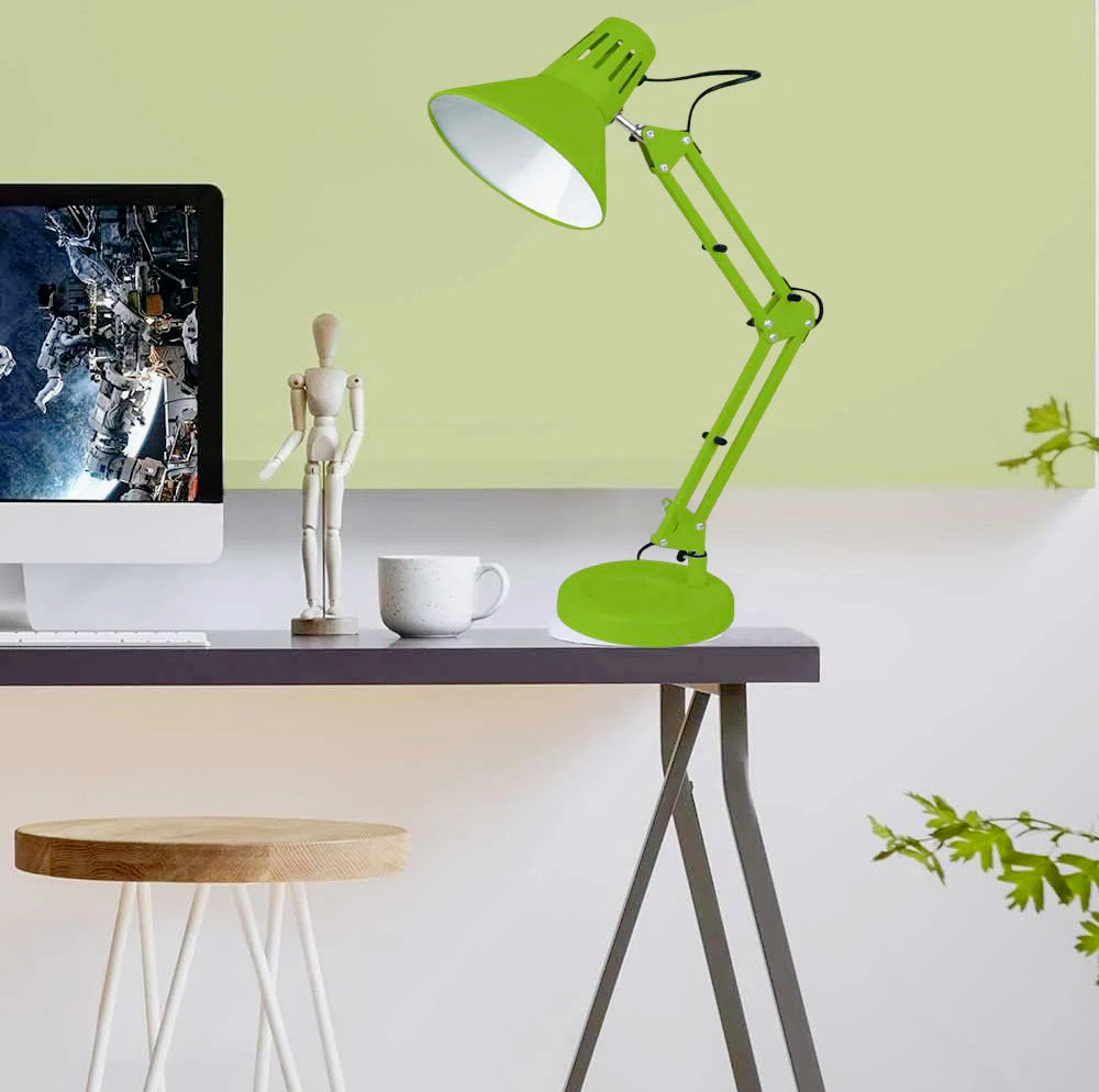 Lampada da scrivania snodabile in metallo – Con morsetto E27, vari colori - ambraled