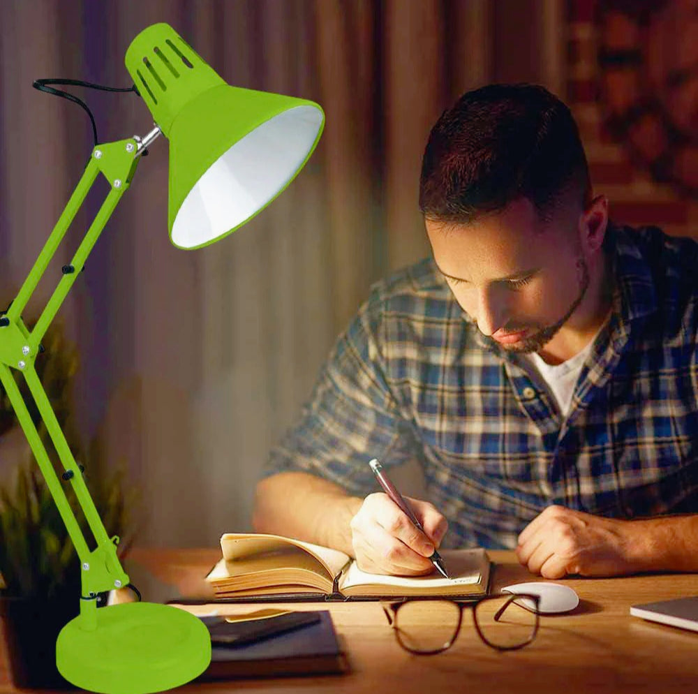 Lampada da scrivania snodabile in metallo – Con morsetto E27, vari colori - ambraled