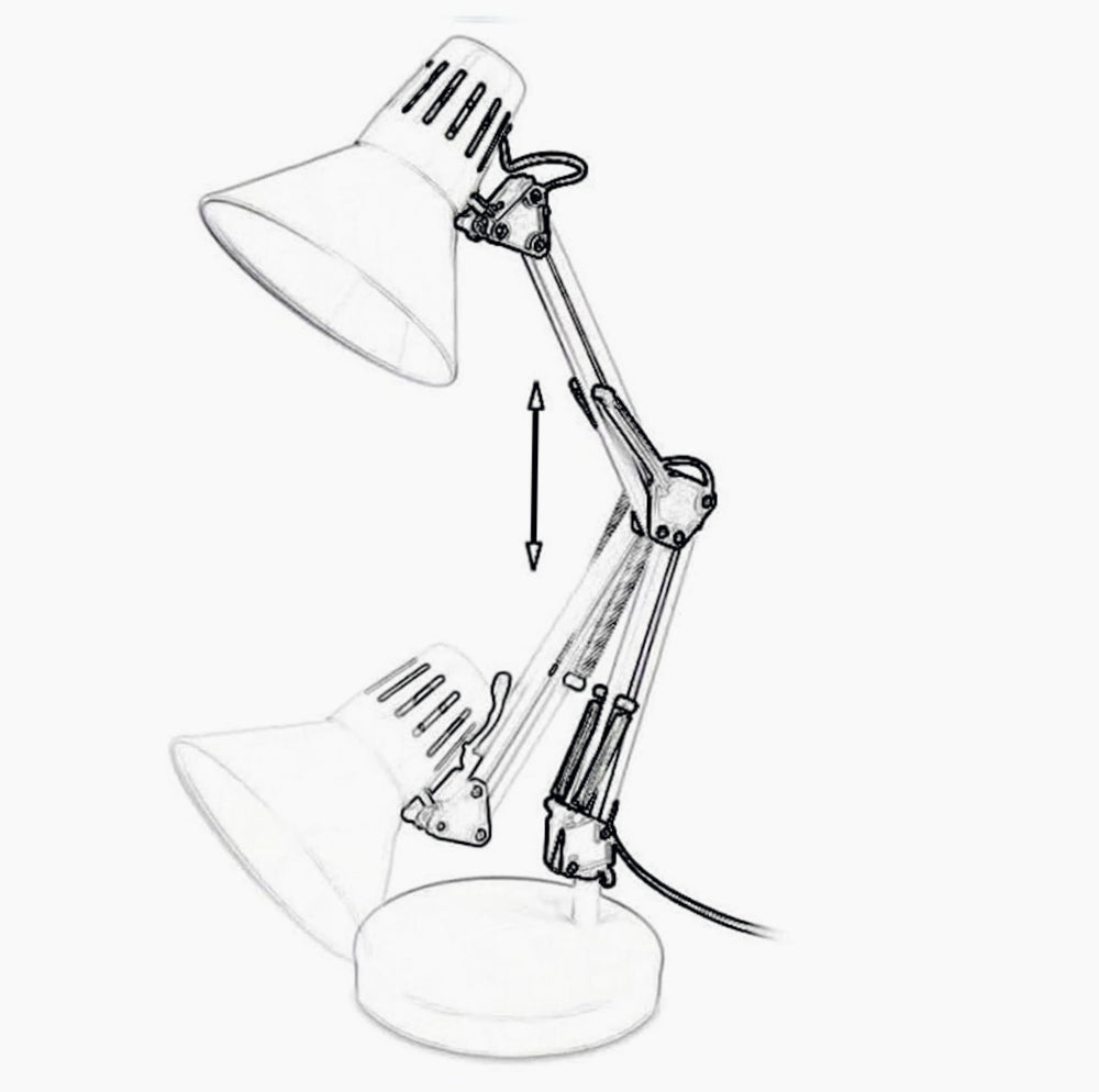 Lampada da scrivania snodabile in metallo – Con morsetto E27, vari colori - ambraled