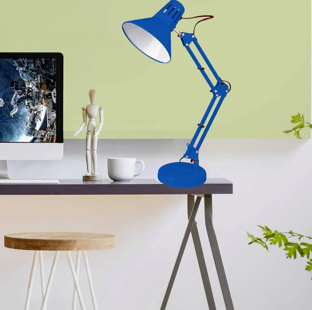 Lampada da scrivania snodabile in metallo – Con morsetto E27, vari colori - ambraled