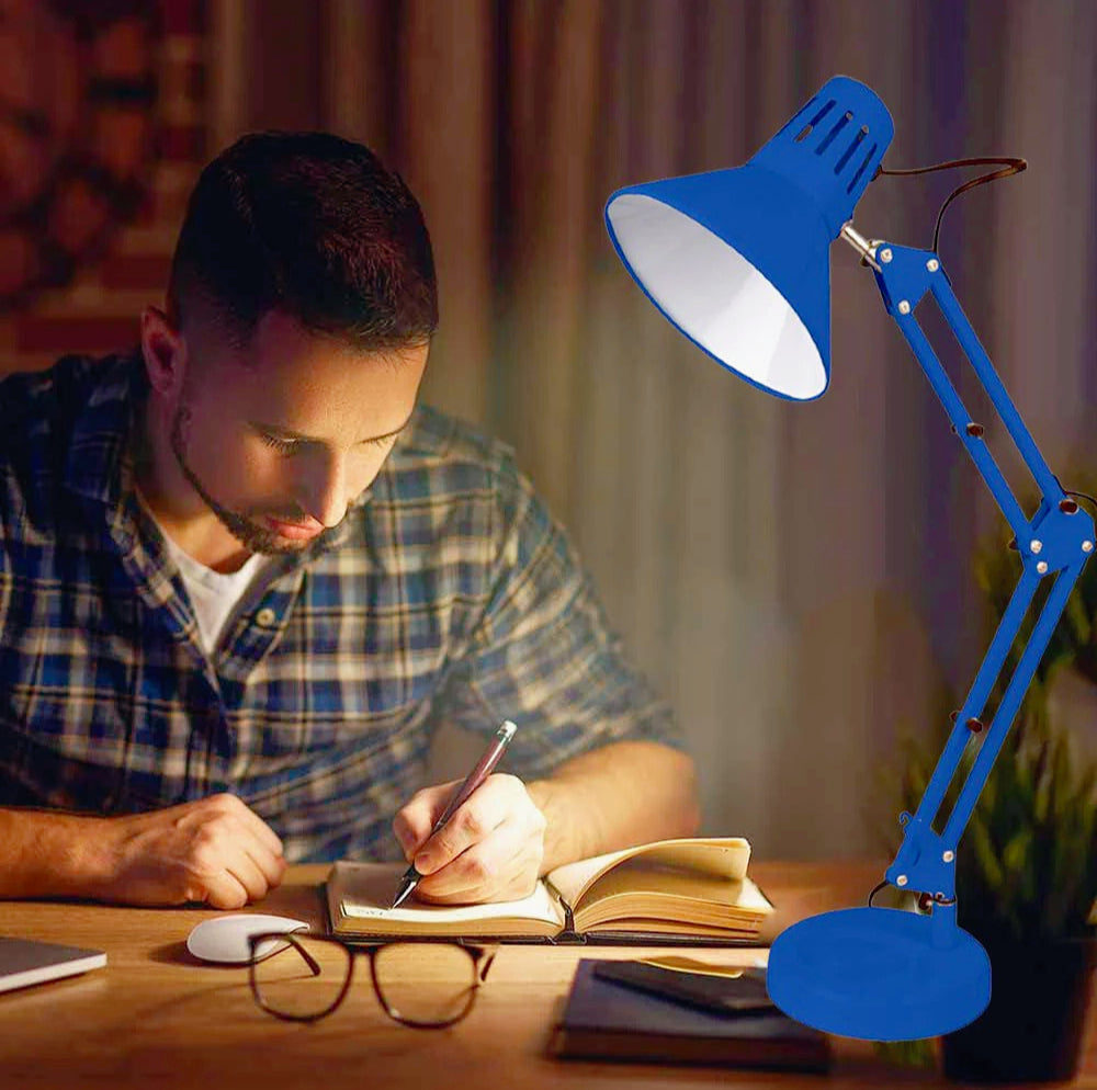 Lampada da scrivania snodabile in metallo – Con morsetto E27, vari colori - ambraled