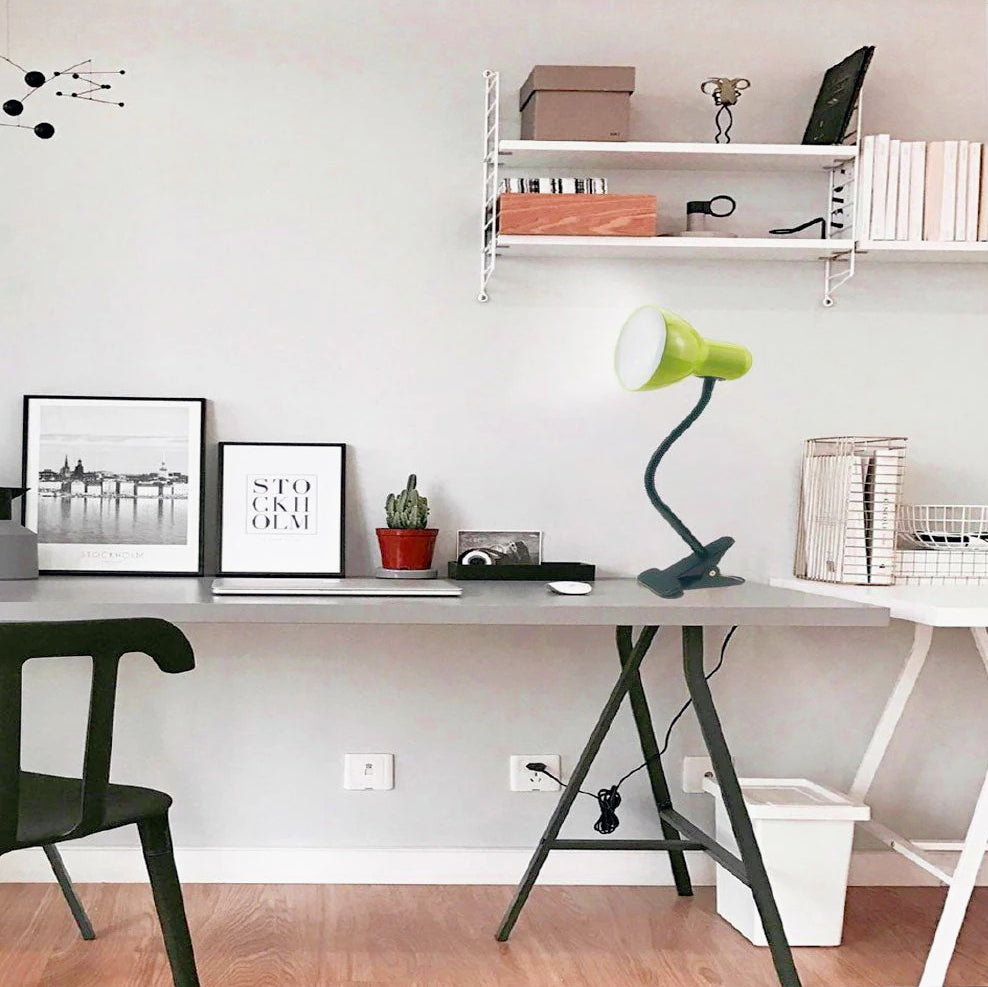 Lampada snodabile da scrivania con pinza flessibile – Attacco E27, disponibile in vari colori - ambraled