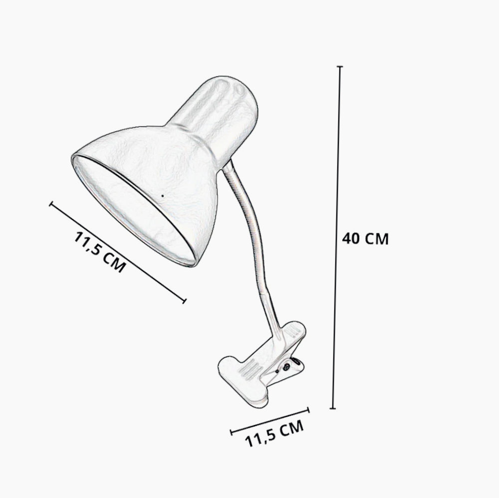 Lampada snodabile da scrivania con pinza flessibile – Attacco E27, disponibile in vari colori - ambraled