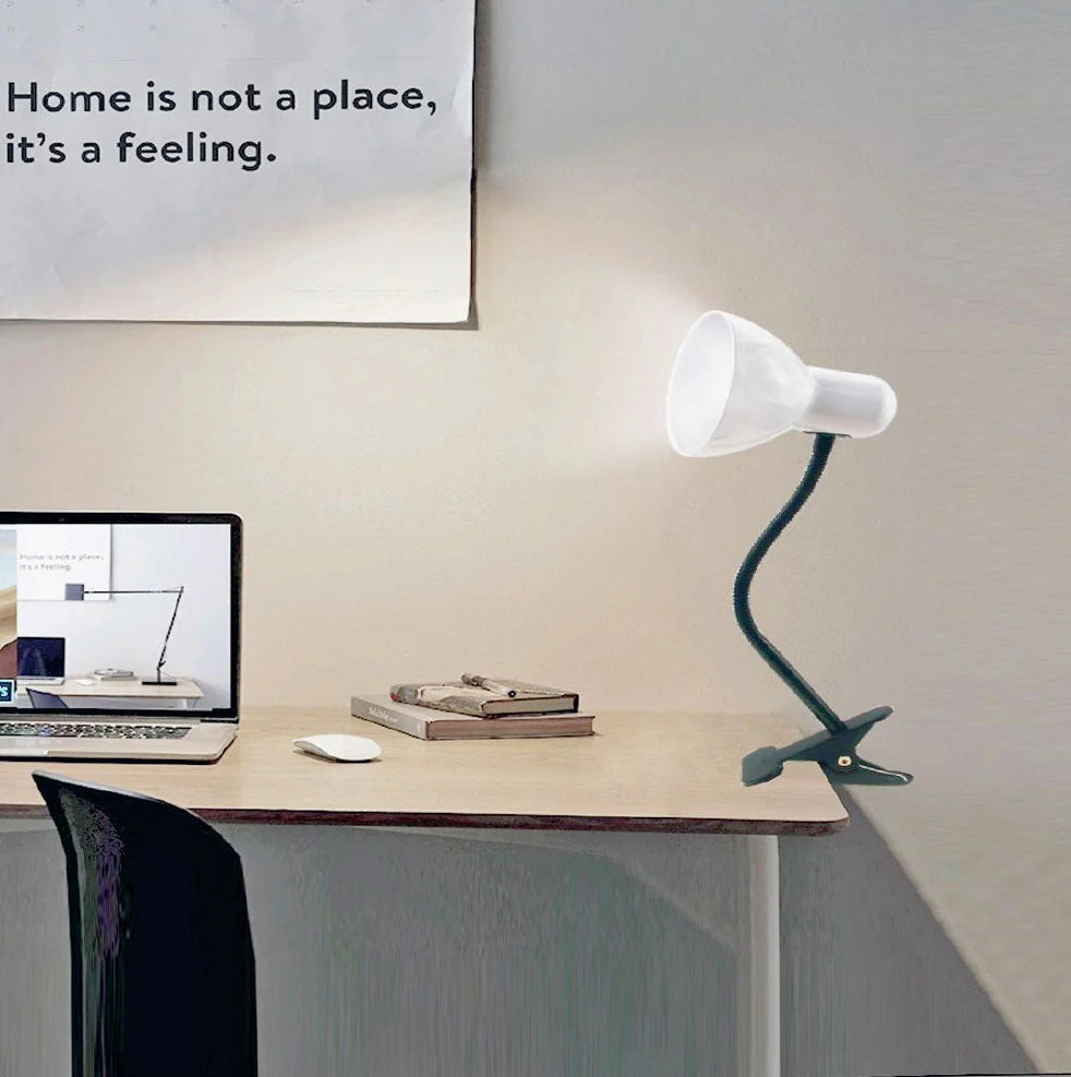 Lampada snodabile da scrivania con pinza flessibile – Attacco E27, disponibile in vari colori - ambraled