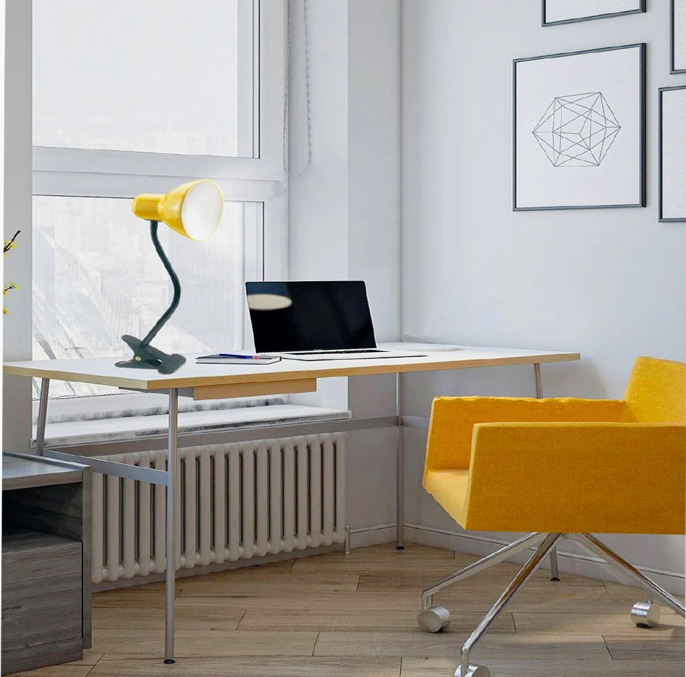 Lampada snodabile da scrivania con pinza flessibile – Attacco E27, disponibile in vari colori - ambraled