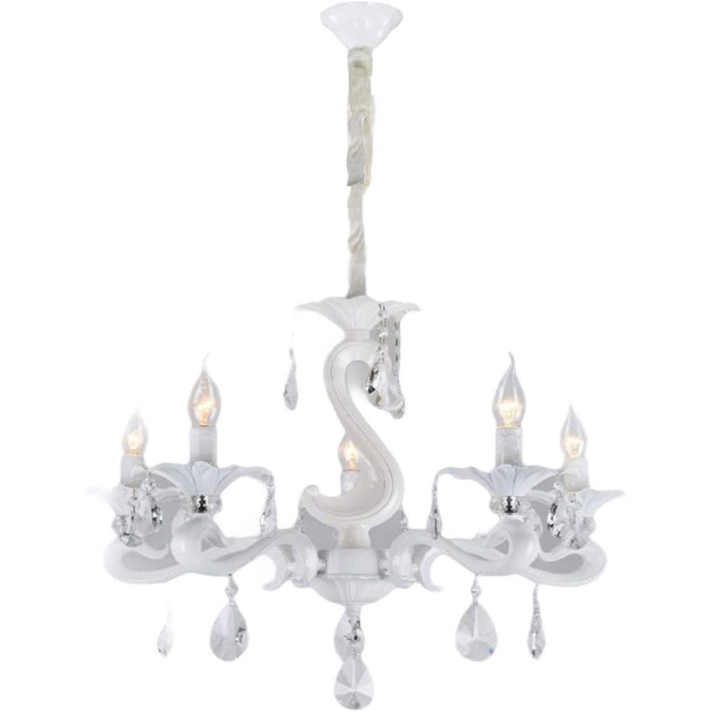 Lampadario a 3, 5 e 8 bracci – Bianco con cristalli pendenti, attacco E14 - ambraled