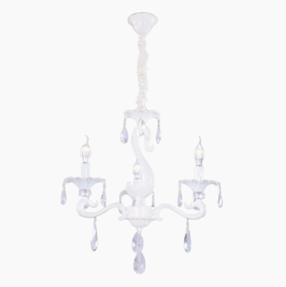 Lampadario a 3, 5 e 8 bracci – Bianco con cristalli pendenti, attacco E14 - ambraled