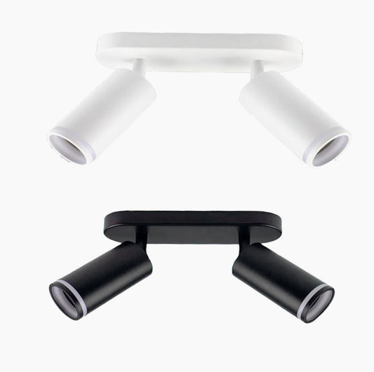 Plafoniera orientabile a 2 diffusori GU10 (installazione su soffitto o parete) - ambraled