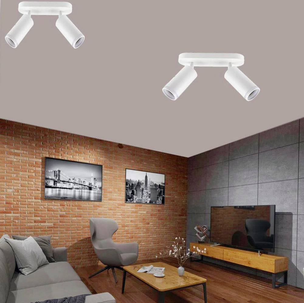 Plafoniera orientabile a 2 diffusori GU10 (installazione su soffitto o parete) - ambraled