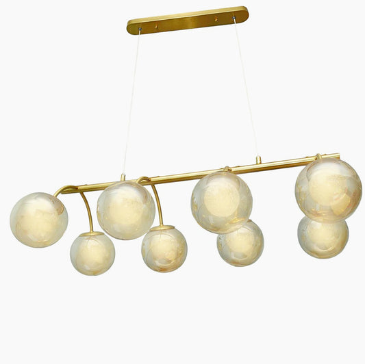 Lampadario a 8 sfere in vetro ambra – Lampada da soffitto, attacco G9 - ambraled