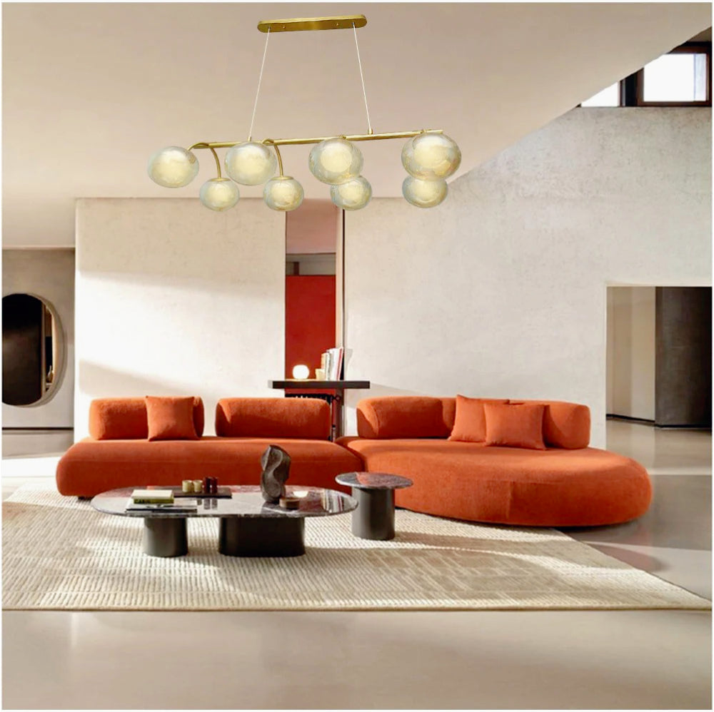 Lampadario a 8 sfere in vetro ambra – Lampada da soffitto, attacco G9 - ambraled