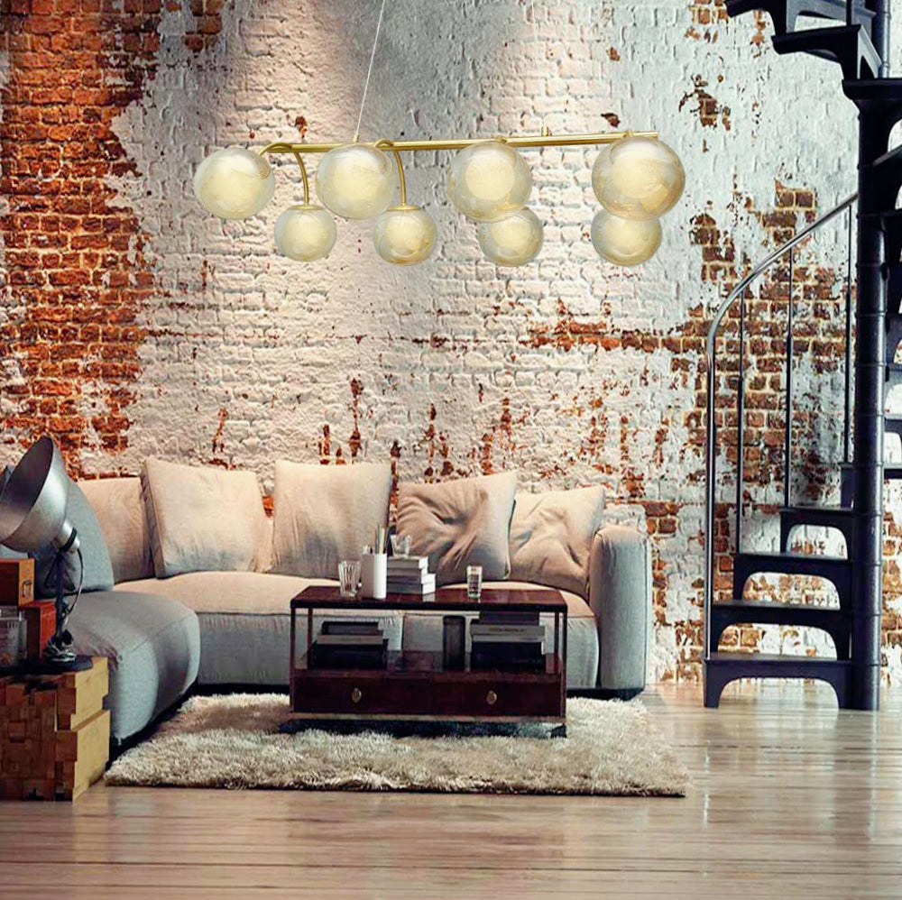 Lampadario a 8 sfere in vetro ambra – Lampada da soffitto, attacco G9 - ambraled