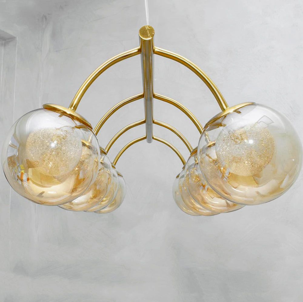 Lampadario a 8 sfere in vetro ambra – Lampada da soffitto, attacco G9 - ambraled