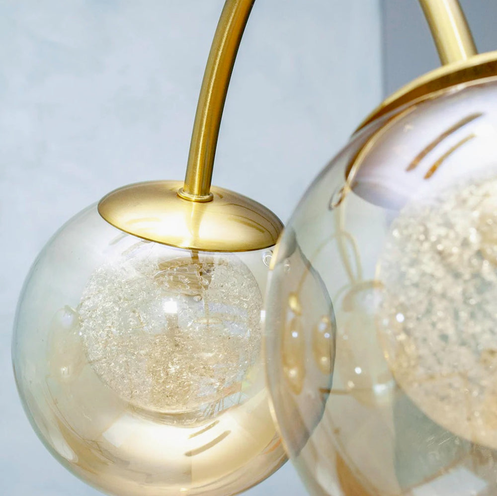 Lampadario a 8 sfere in vetro ambra – Lampada da soffitto, attacco G9 - ambraled