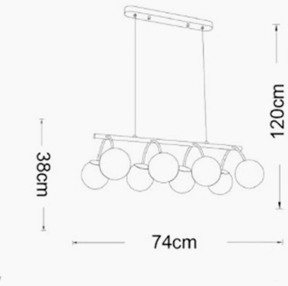 Lampadario a 8 sfere in vetro ambra – Lampada da soffitto, attacco G9 - ambraled
