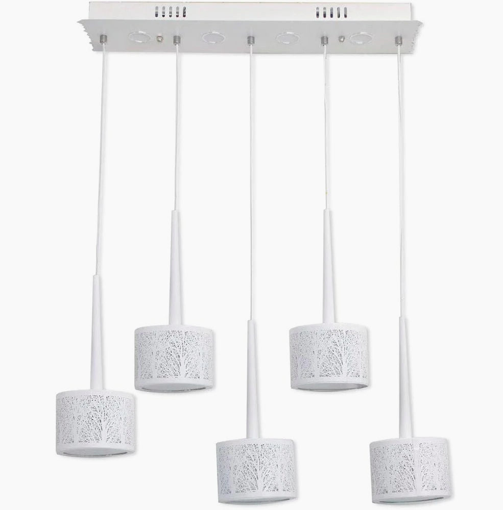 Lampadario a LED 50W – Paralumi rotondi bianchi, tripla accensione - ambraled