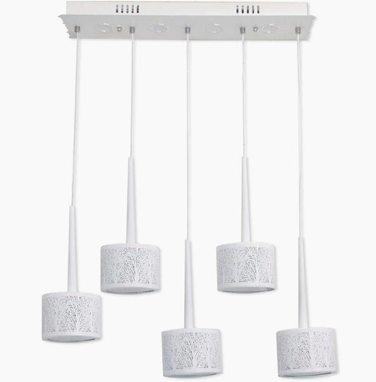 Lampadario a LED 50W – Paralumi rotondi bianchi, tripla accensione - ambraled