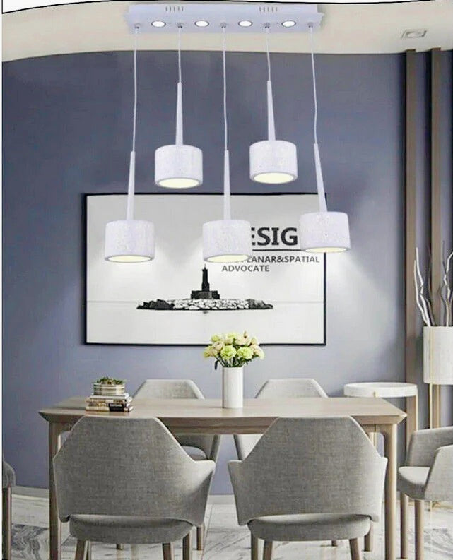 Lampadario a LED 50W – Paralumi rotondi bianchi, tripla accensione - ambraled