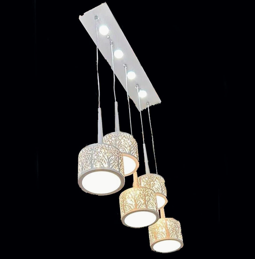 Lampadario a LED 50W – Paralumi rotondi bianchi, tripla accensione - ambraled