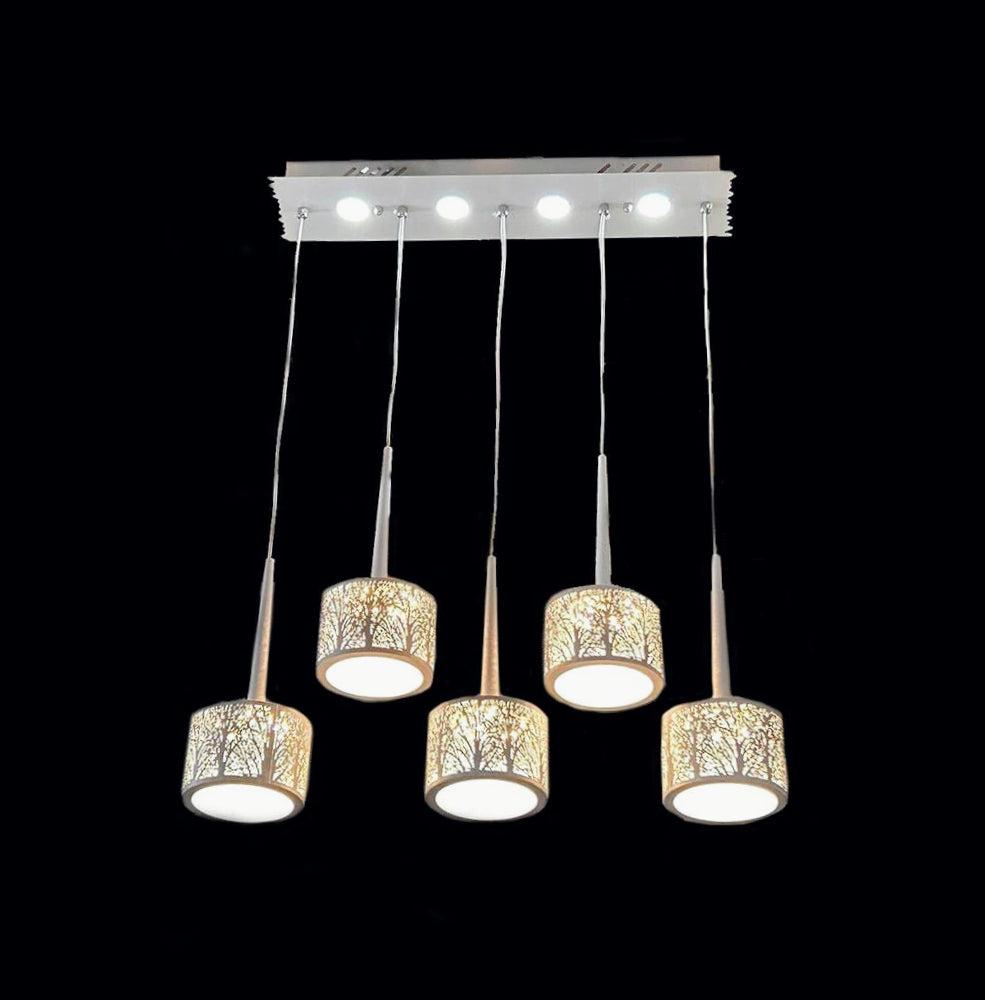 Lampadario a LED 50W – Paralumi rotondi bianchi, tripla accensione - ambraled