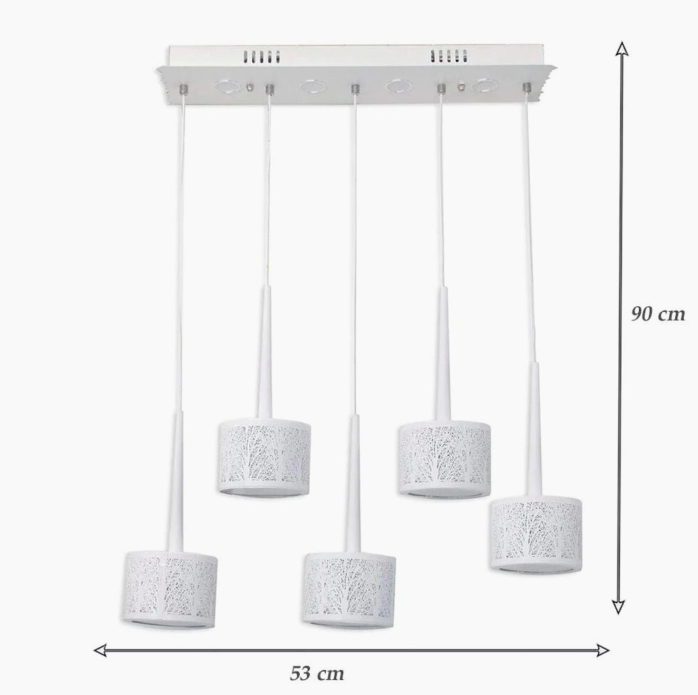 Lampadario a LED 50W – Paralumi rotondi bianchi, tripla accensione - ambraled