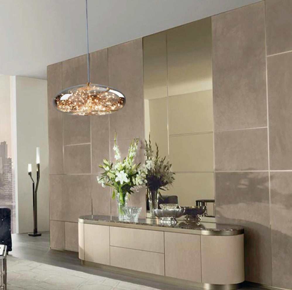 Lampadario a LED in vetro – 10W, a cupola, effetto cielo stellato - ambraled