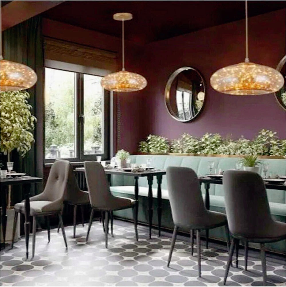 Lampadario a LED in vetro – 10W, a cupola, effetto cielo stellato - ambraled