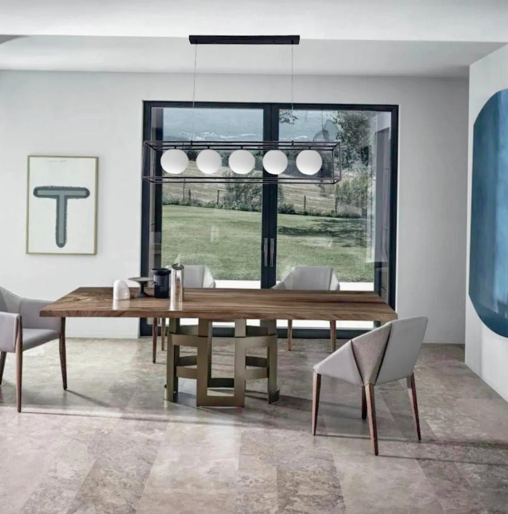 Lampadario a sospensione contemporaneo – Colore nero, 5 sfere, attacco G9 - ambraled