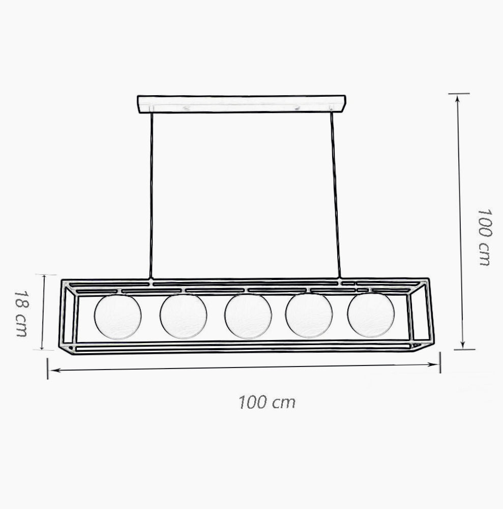 Lampadario a sospensione contemporaneo – Colore nero, 5 sfere, attacco G9 - ambraled
