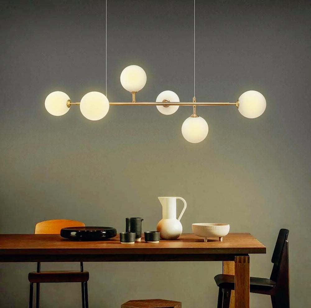 Lampadario a sospensione decorativo in bronzo – 6 sfere, attacco G9 - ambraled