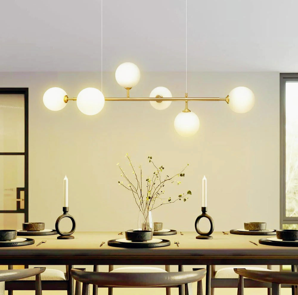 Lampadario a sospensione decorativo in bronzo – 6 sfere, attacco G9 - ambraled
