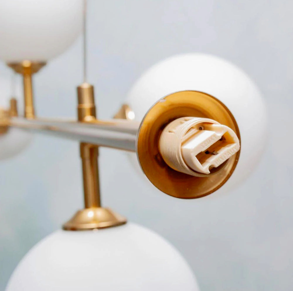 Lampadario a sospensione decorativo in bronzo – 6 sfere, attacco G9 - ambraled